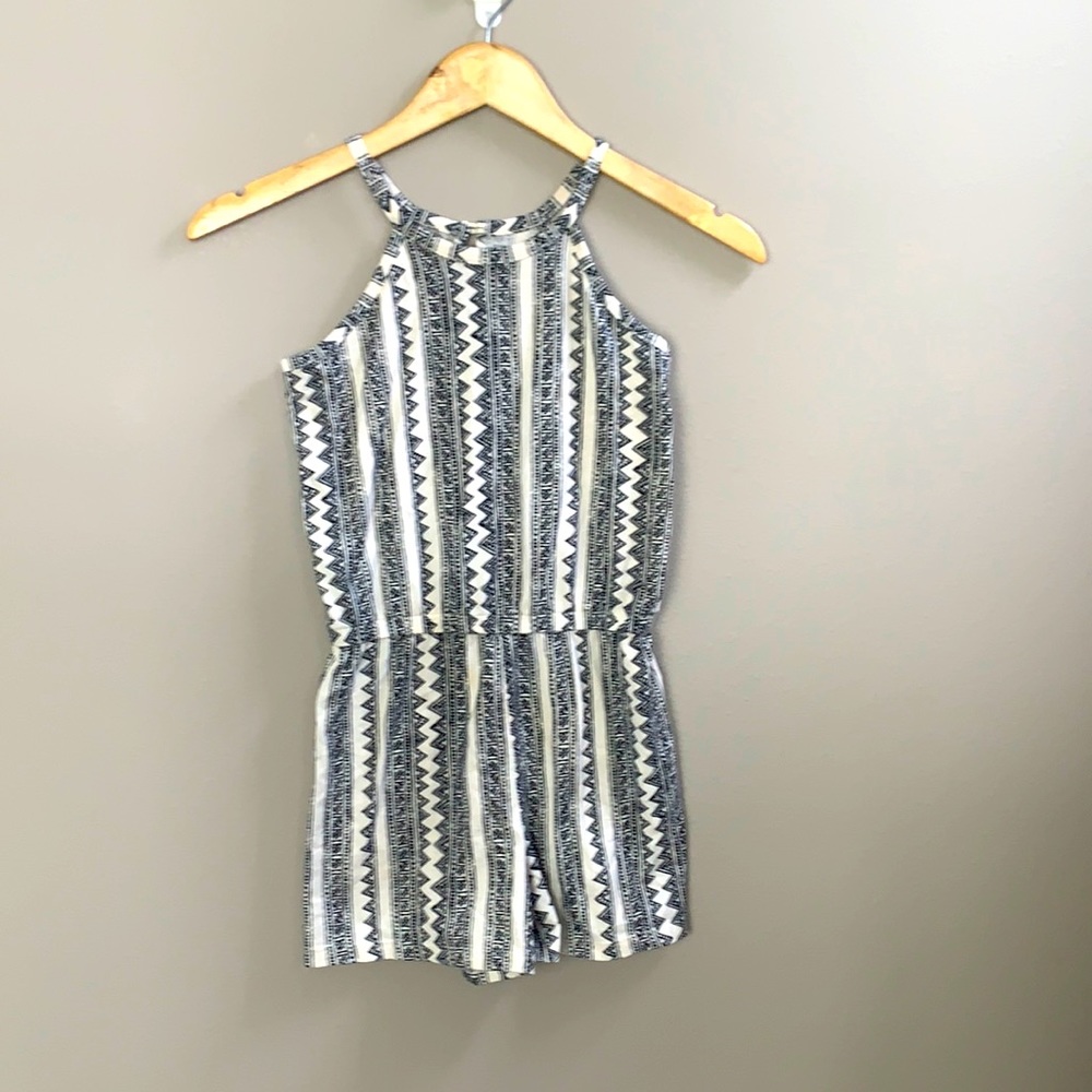Old Navy Black and White Patterned Romper